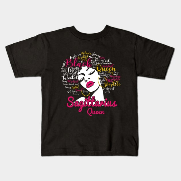 Sagittarius Queen Funny Birthday Gift for Black Women Girl Kids T-Shirt by easleyzzi